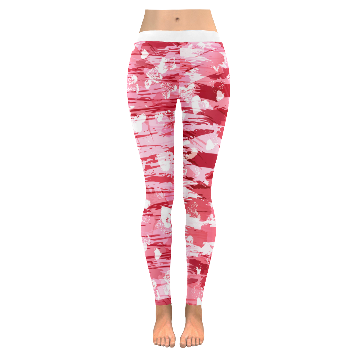 Red Grunge Love Women's Low Rise Leggings (Invisible Stitch) (Model L05)