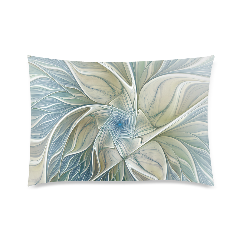 Floral Fantasy Pattern Abstract Blue Khaki Fractal Custom Zippered Pillow Case 20"x30"(Twin Sides)