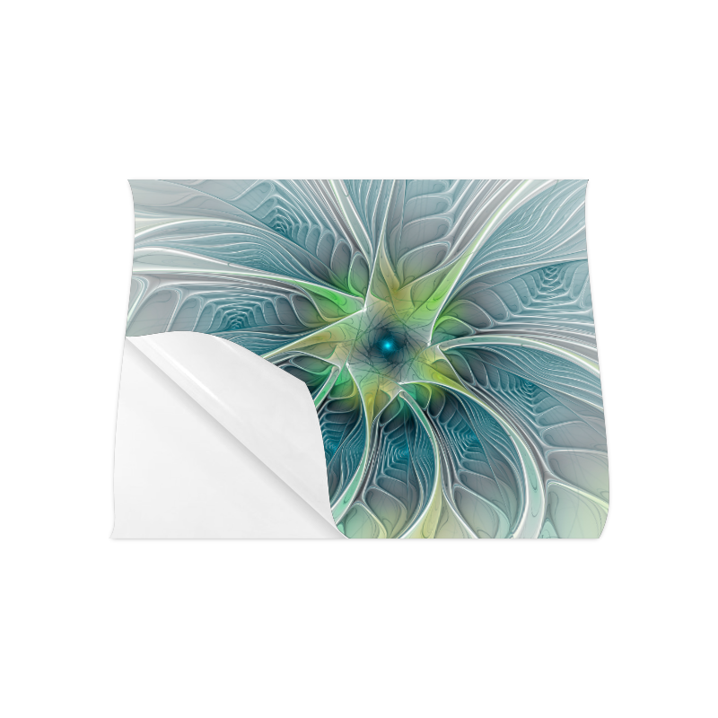 Floral Fantasy Abstract Blue Green Fractal Flower Poster 20"x16"