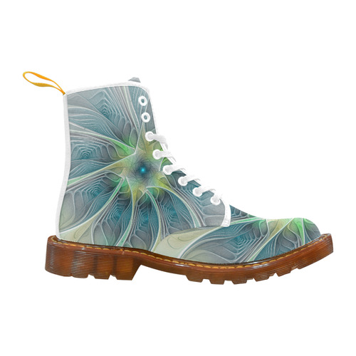 Floral Fantasy Abstract Blue Green Fractal Flower Martin Boots For Women Model 1203H