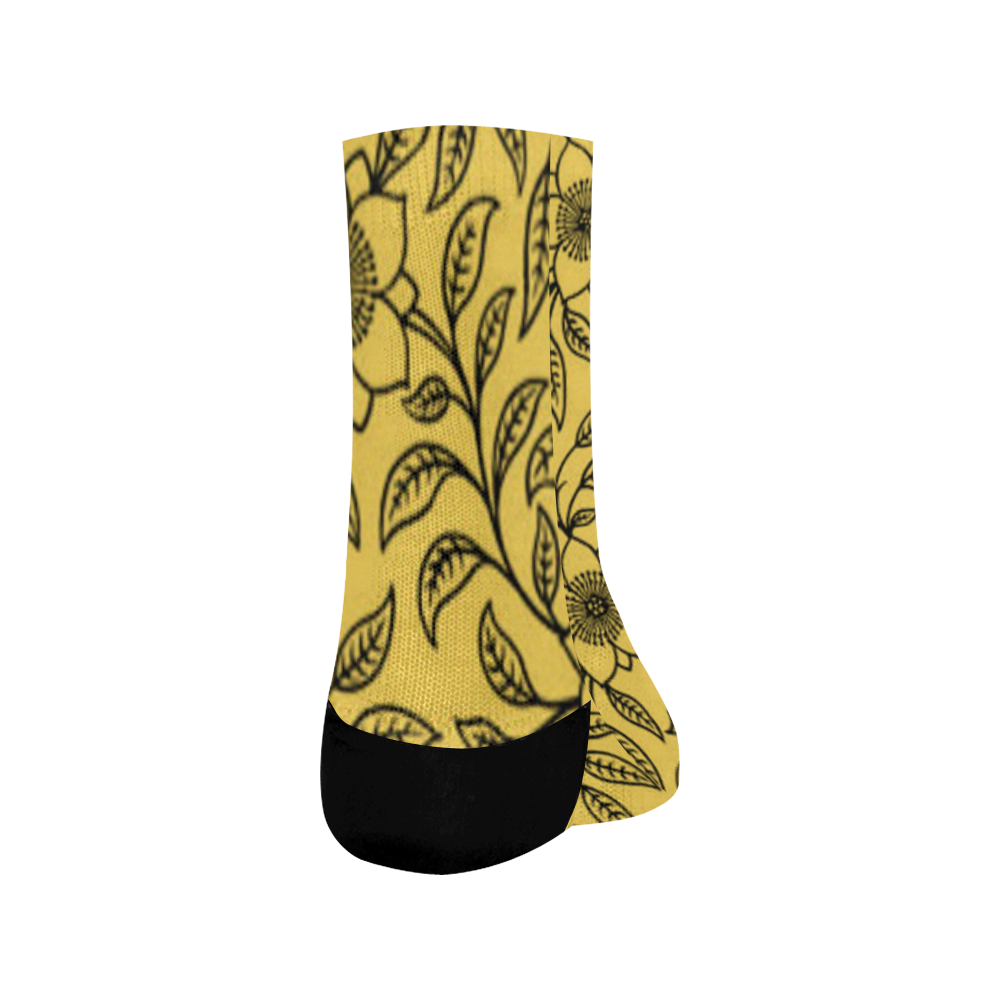 Vintage Lace Floral Primrose Yellow Crew Socks