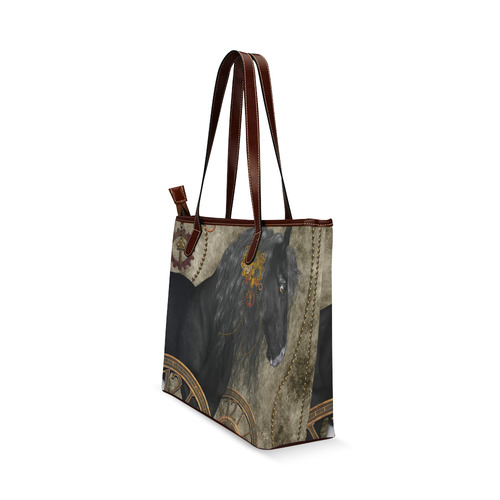 Beautiful wild horse with steampunk elements Shoulder Tote Bag (Model 1646)