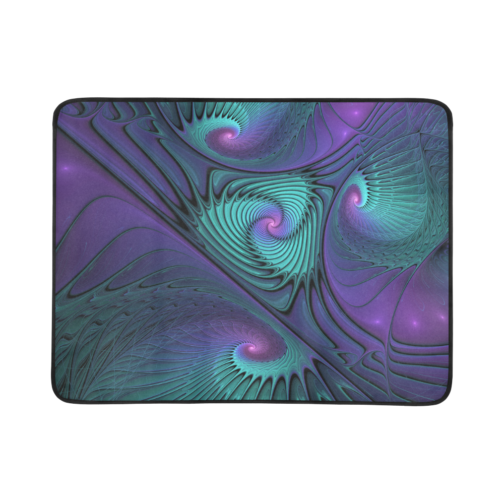 Purple meets Turquoise modern abstract Fractal Art Beach Mat 78"x 60"