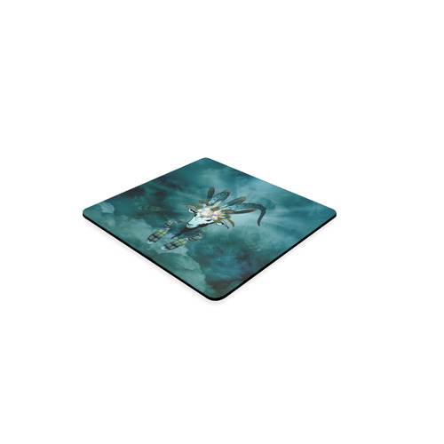 The billy goat with feathers and flowers Square Coaster