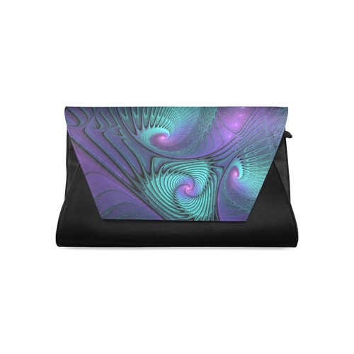 Purple meets Turquoise modern abstract Fractal Art Clutch Bag (Model 1630)
