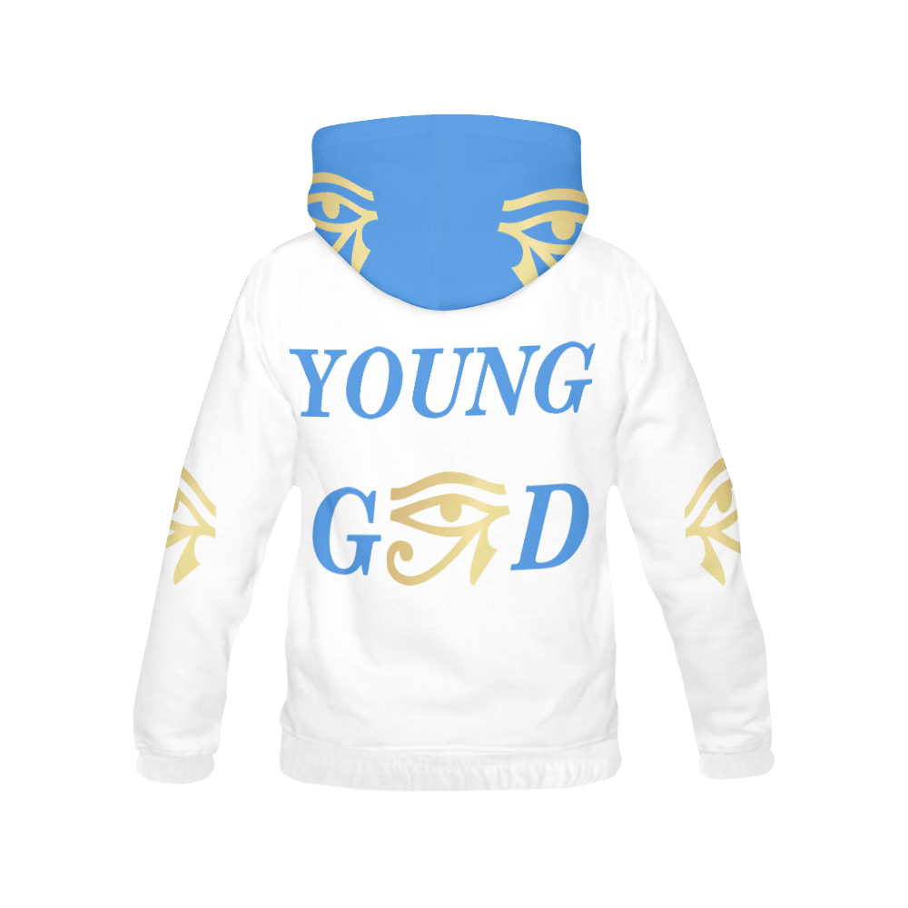 Blue/Gold  Boys Young God  Hoodie All Over Print Hoodie for Women (USA Size) (Model H13)