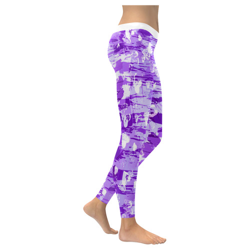 Purple Grunge Love Women's Low Rise Leggings (Invisible Stitch) (Model L05)