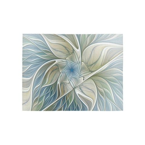 Floral Fantasy Pattern Abstract Blue Khaki Fractal Area Rug 5'3''x4'