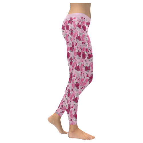 Pink Dreams Doodle Women's Low Rise Leggings (Invisible Stitch) (Model L05)