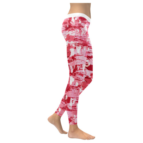 Red Grunge Love Women's Low Rise Leggings (Invisible Stitch) (Model L05)