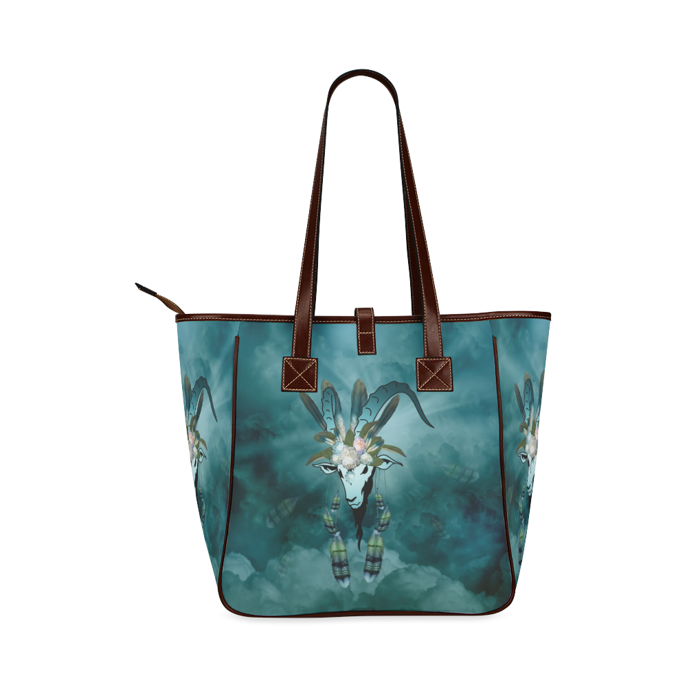 The billy goat with feathers and flowers Classic Tote Bag (Model 1644)