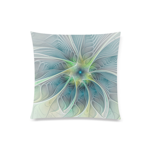 Floral Fantasy Abstract Blue Green Fractal Flower Custom Zippered Pillow Case 20"x20"(Twin Sides)
