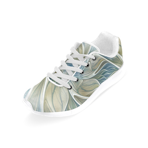 Floral Fantasy Pattern Abstract Blue Khaki Fractal Women’s Running Shoes (Model 020)