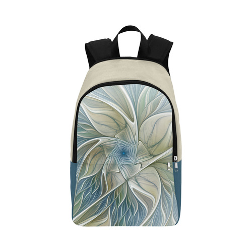 Abstract Pattern Backpack Floral Fantasy Pattern Abstract Blue Khaki Fractal Fabric Backpack for ...