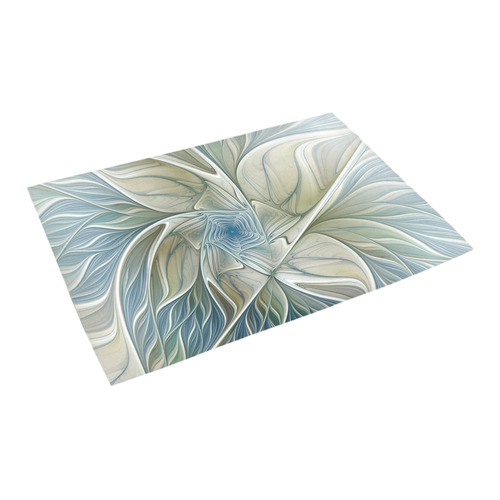Floral Fantasy Pattern Abstract Blue Khaki Fractal Azalea Doormat 24" x 16" (Sponge Material)