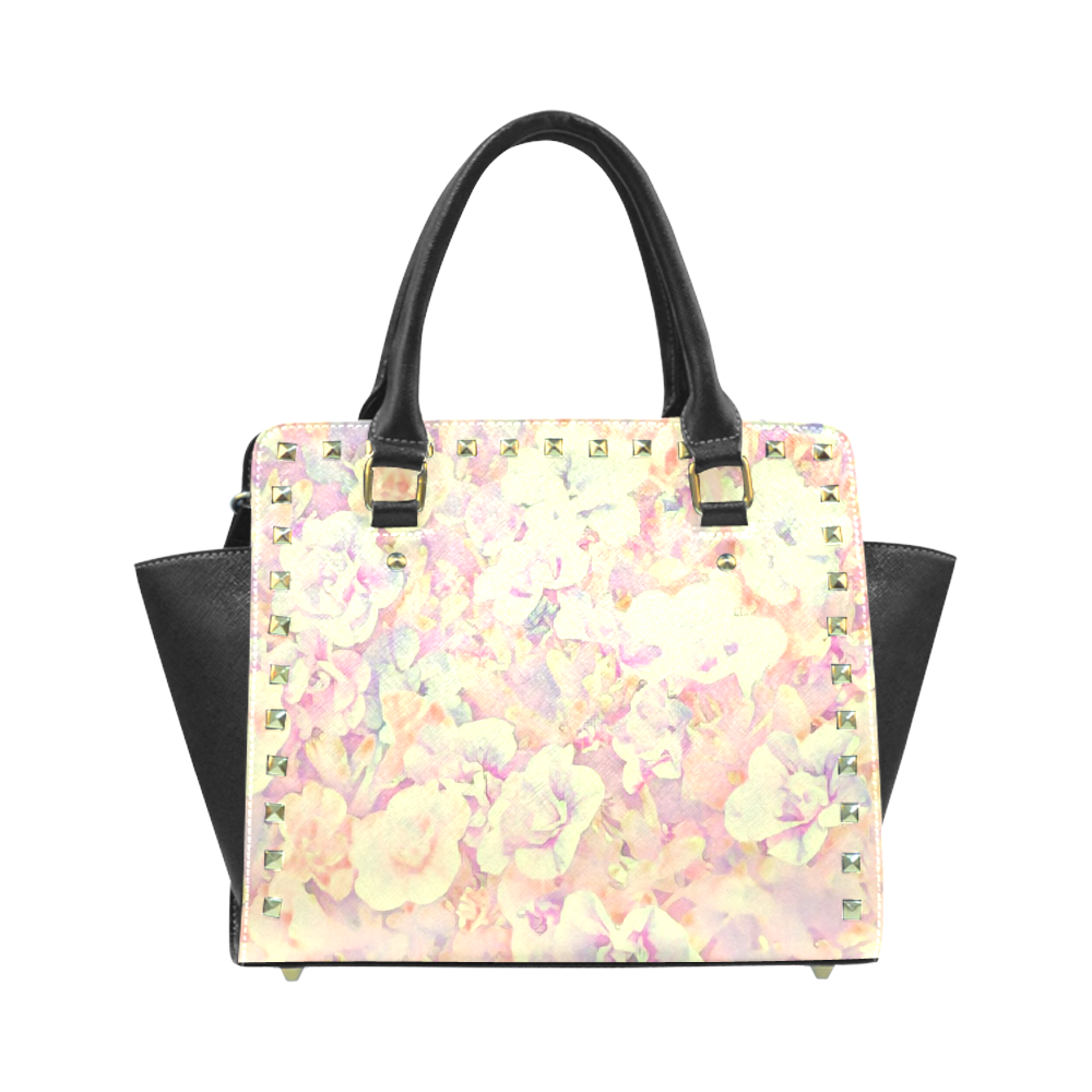 Lovely Floral 36B by FeelGood Rivet Shoulder Handbag (Model 1645)