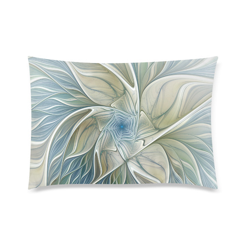 Floral Fantasy Pattern Abstract Blue Khaki Fractal Custom Zippered Pillow Case 20"x30"(Twin Sides)
