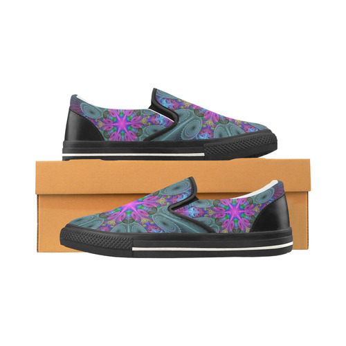 Mandala From Center Colorful Fractal Art With Pink Slip-on Canvas Shoes for Kid (Model 019)