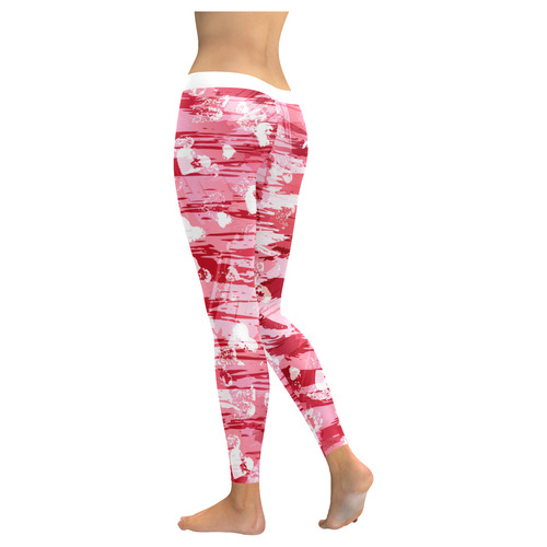 Red Grunge Love Women's Low Rise Leggings (Invisible Stitch) (Model L05)