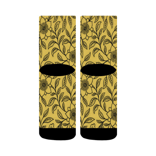 Vintage Lace Floral Primrose Yellow Crew Socks