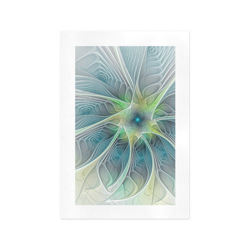 Floral Fantasy Abstract Blue Green Fractal Flower Art Print 13‘’x19‘’