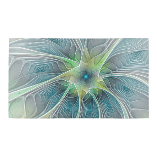 Floral Fantasy Abstract Blue Green Fractal Flower Bath Rug 16''x 28''