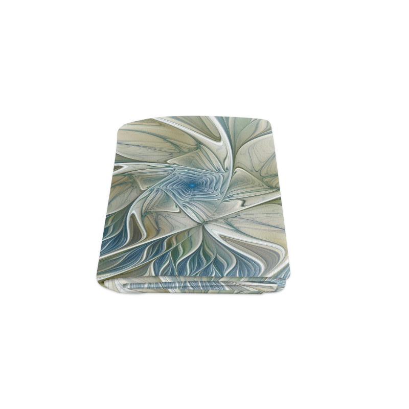 Floral Fantasy Pattern Abstract Blue Khaki Fractal Blanket 50"x60"