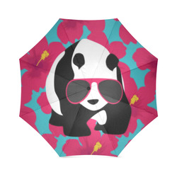 Panda Sunglasses Tropical Hibiscus Floral Foldable Umbrella (Model U01)