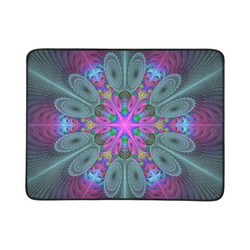 Mandala From Center Colorful Fractal Art With Pink Beach Mat 78"x 60"