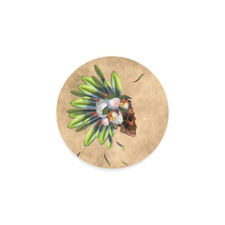 Amazing skull with feathers and flowers Round Coaster