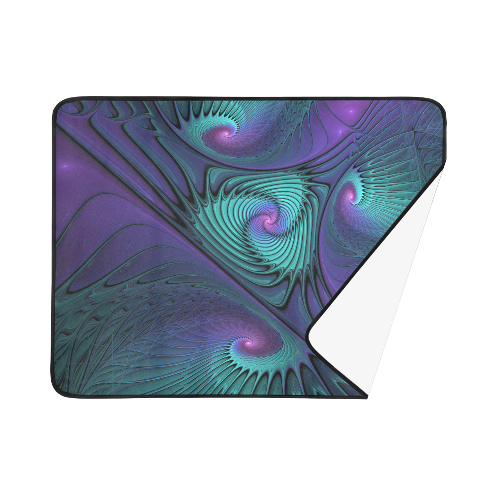 Purple meets Turquoise modern abstract Fractal Art Beach Mat 78"x 60"