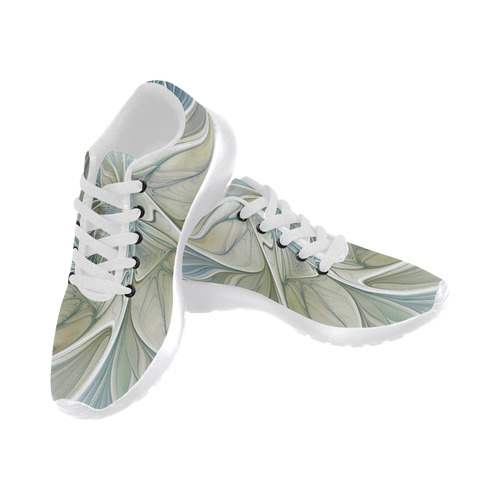 Floral Fantasy Pattern Abstract Blue Khaki Fractal Women’s Running Shoes (Model 020)