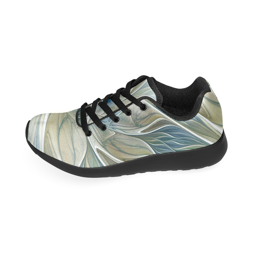 Floral Fantasy Pattern Abstract Blue Khaki Fractal Women’s Running Shoes (Model 020)