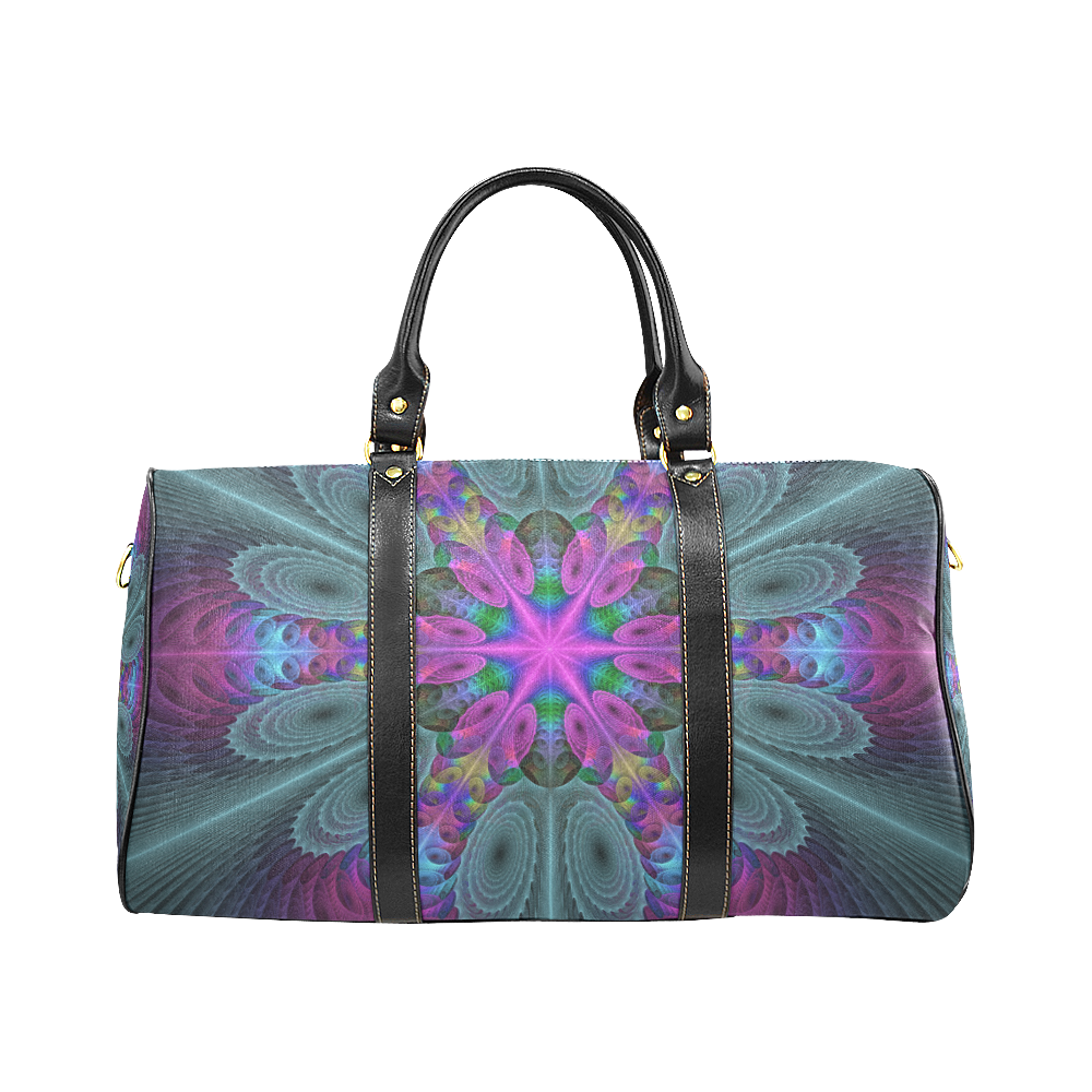 Mandala From Center Colorful Fractal Art With Pink New Waterproof Travel Bag/Small (Model 1639)