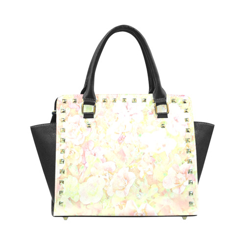 Lovely Floral 36C by FeelGood Rivet Shoulder Handbag (Model 1645)