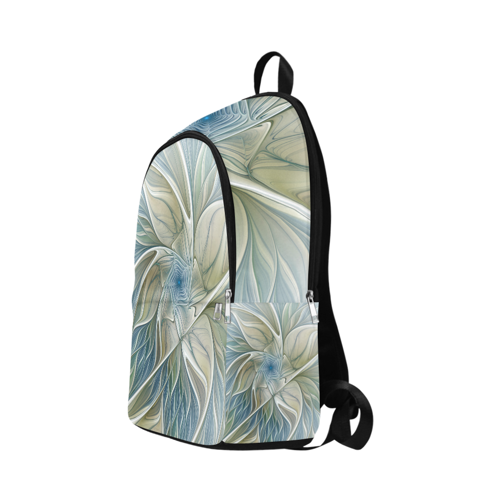 Floral Fantasy Pattern Abstract Blue Khaki Fractal Fabric Backpack for Adult (Model 1659)