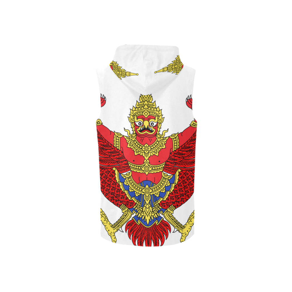 Garuda Emblem of Thailand All Over Print Sleeveless Zip Up Hoodie for Women (Model H16)