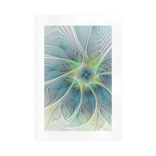 Floral Fantasy Abstract Blue Green Fractal Flower Art Print 16‘’x23‘’