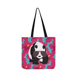 Panda Sunglasses Tropical Hibiscus Floral Reusable Shopping Bag Model 1660 (Two sides)