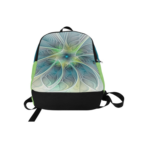 Floral Fantasy Abstract Blue Green Fractal Flower Fabric Backpack for Adult (Model 1659)