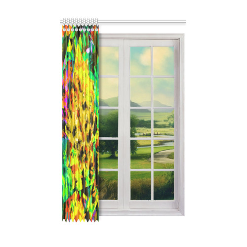 camouflage splash painting abstract in yellow green brown red orange Window Curtain 52" x 84"(One Piece)