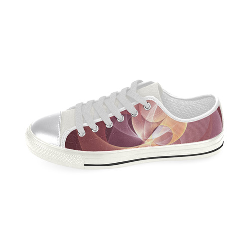 Movement Abstract Modern Wine Red Pink Fractal Art Women's Classic Canvas Shoes (Model 018)