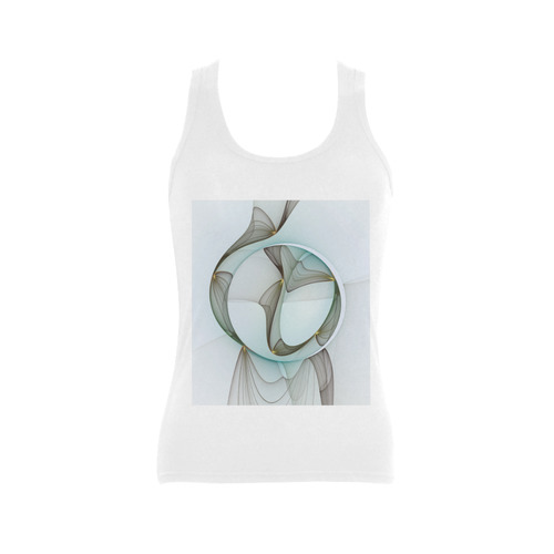 Abstract Modern Turquoise Brown Gold Elegance Women's Shoulder-Free Tank Top (Model T35)