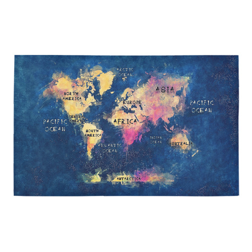 world map oceans and continents Bath Rug 20''x 32''