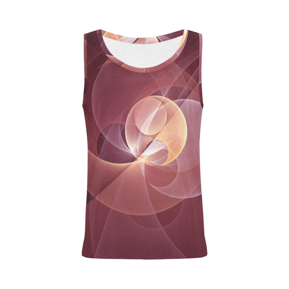 Movement Abstract Modern Wine Red Pink Fractal Art All Over Print Tank Top for Women (Model T43)