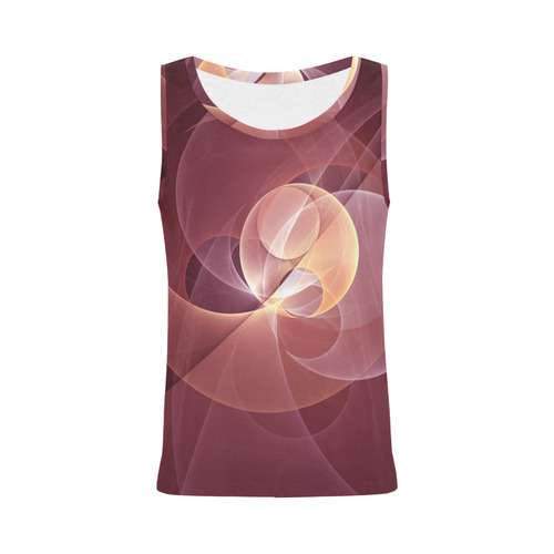 Movement Abstract Modern Wine Red Pink Fractal Art All Over Print Tank Top for Women (Model T43)