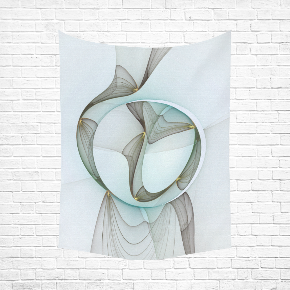 Abstract Modern Turquoise Brown Gold Elegance Cotton Linen Wall Tapestry 60"x 80"