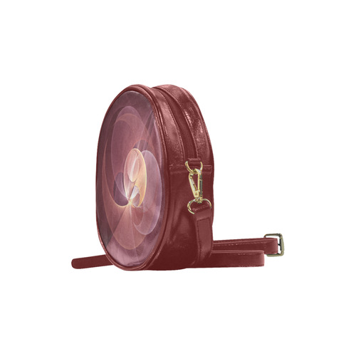 Movement Abstract Modern Wine Red Pink Fractal Art Round Sling Bag (Model 1647)