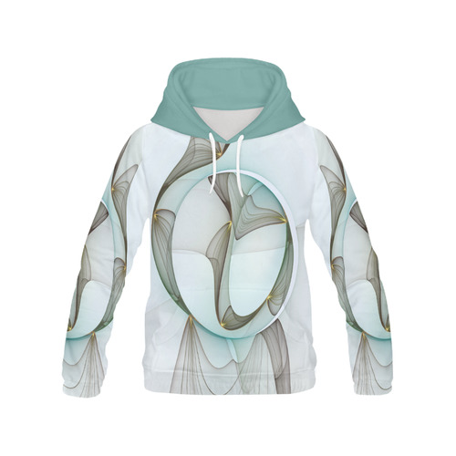 Abstract Modern Turquoise Brown Gold Elegance All Over Print Hoodie for Women (USA Size) (Model H13)