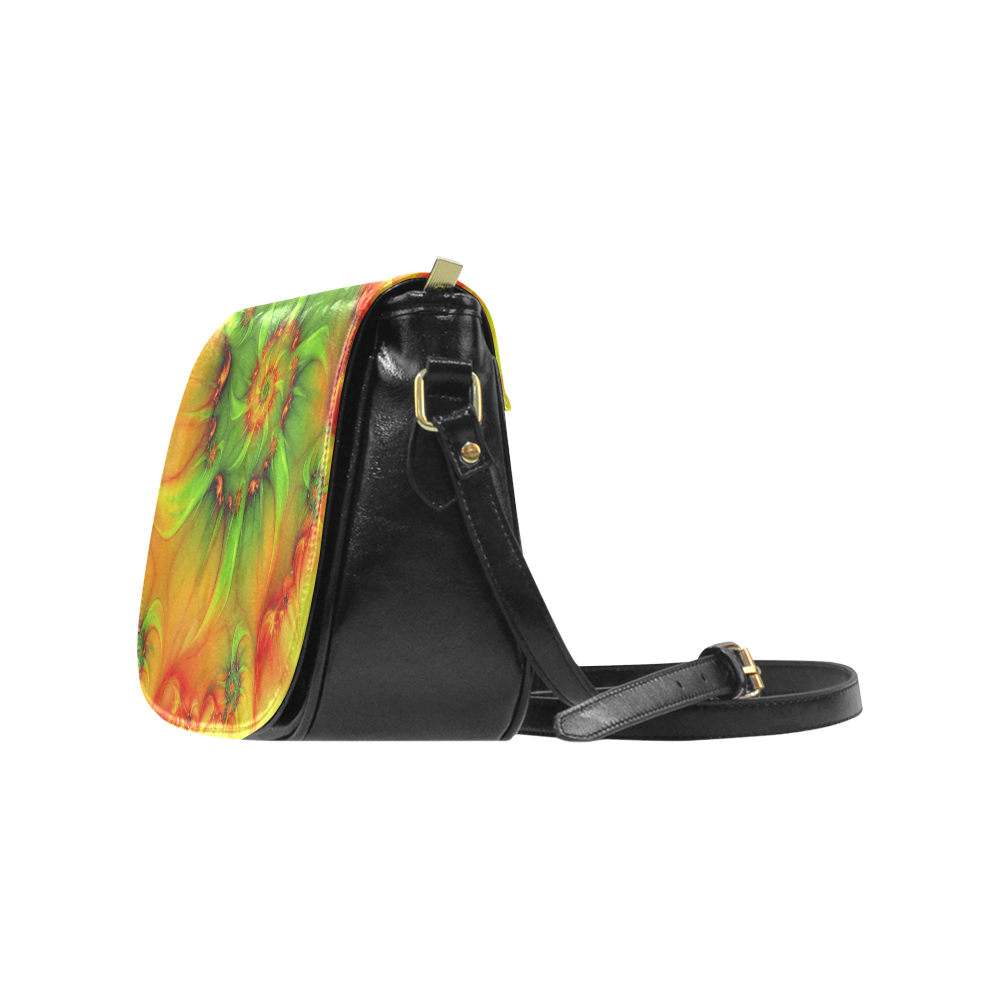 Hot Summer Green Orange Abstract Colorful Fractal Classic Saddle Bag/Small (Model 1648)